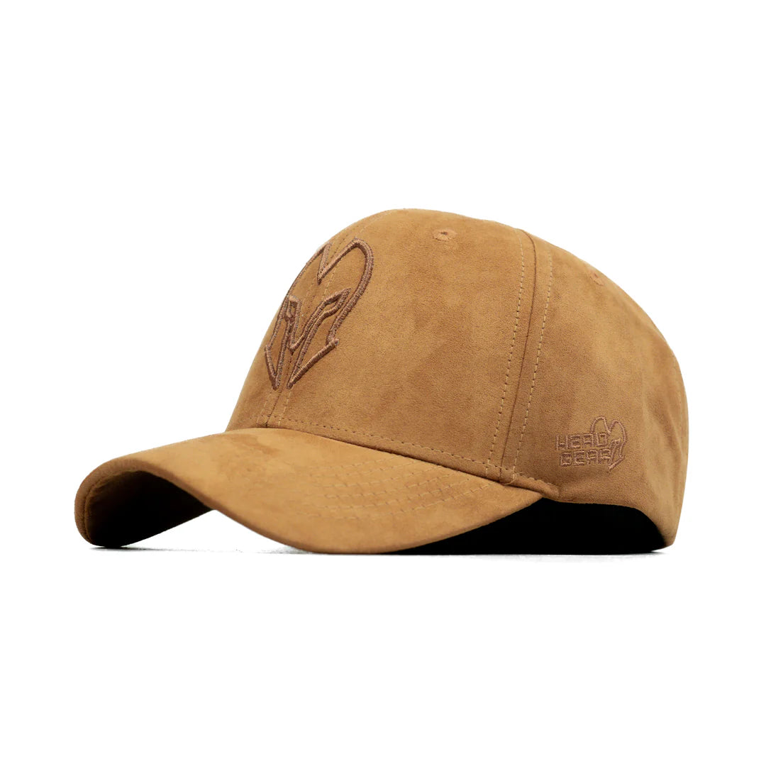 HEAD GEAR BROWN SUEDE CURVED VISOR CAP