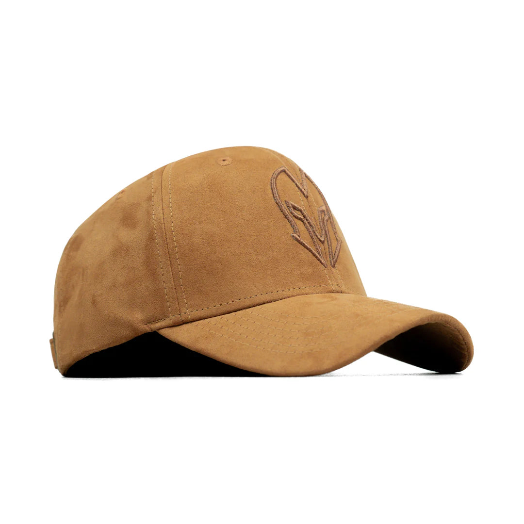 HEAD GEAR BROWN SUEDE CURVED VISOR CAP
