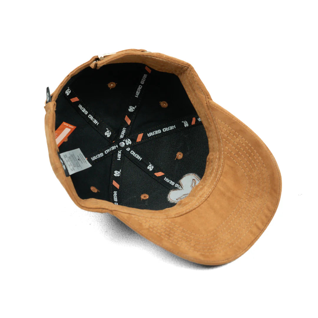HEAD GEAR BROWN SUEDE CURVED VISOR CAP