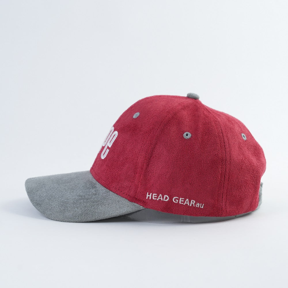Head Gear AU “Dope” Cap – Red/Grey Suede