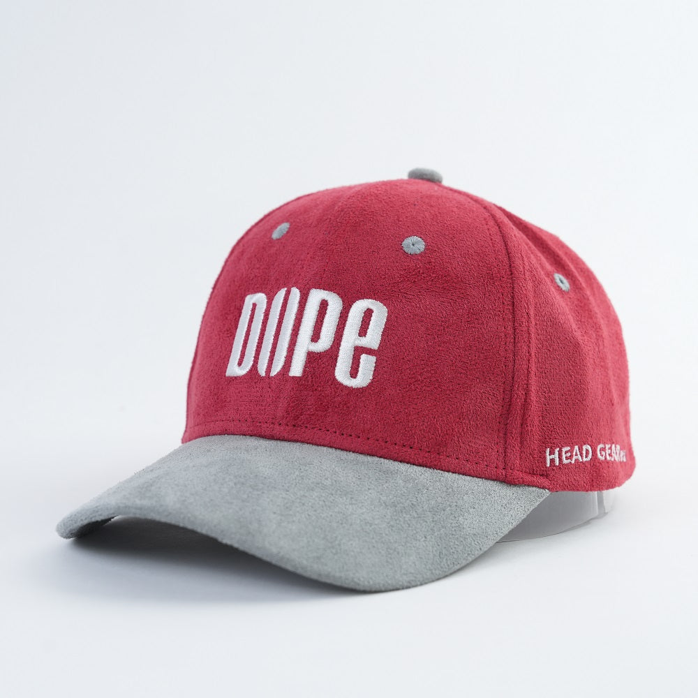 Head Gear AU “Dope” Cap – Red/Grey Suede