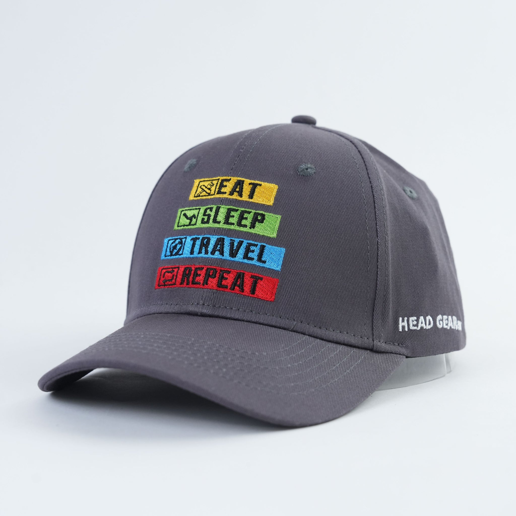 Head Gear AU “Eat Sleep Travel Repeat” Cap – Grey Cotton