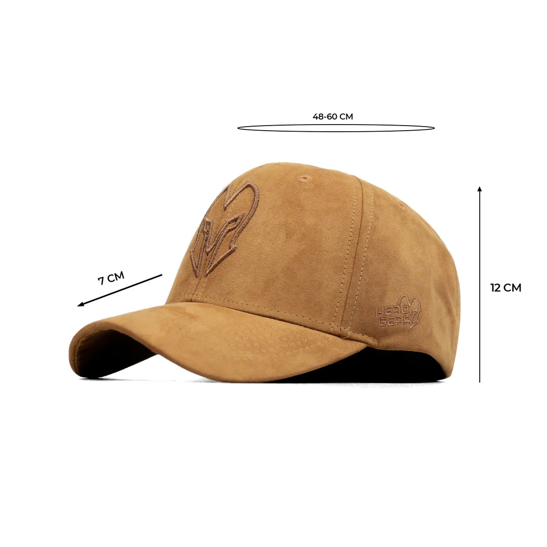 HEAD GEAR BROWN SUEDE CURVED VISOR CAP