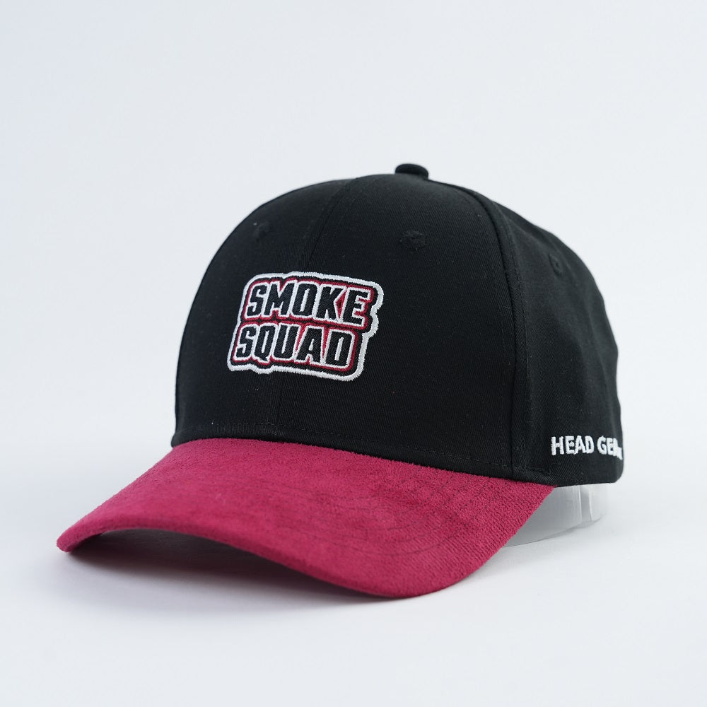 Head Gear AU “Smoke Squad” Cap – Black Cotton / Red Suede