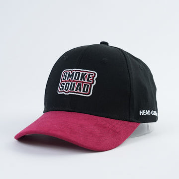 Head Gear AU “Smoke Squad” Cap – Black Cotton / Red Suede