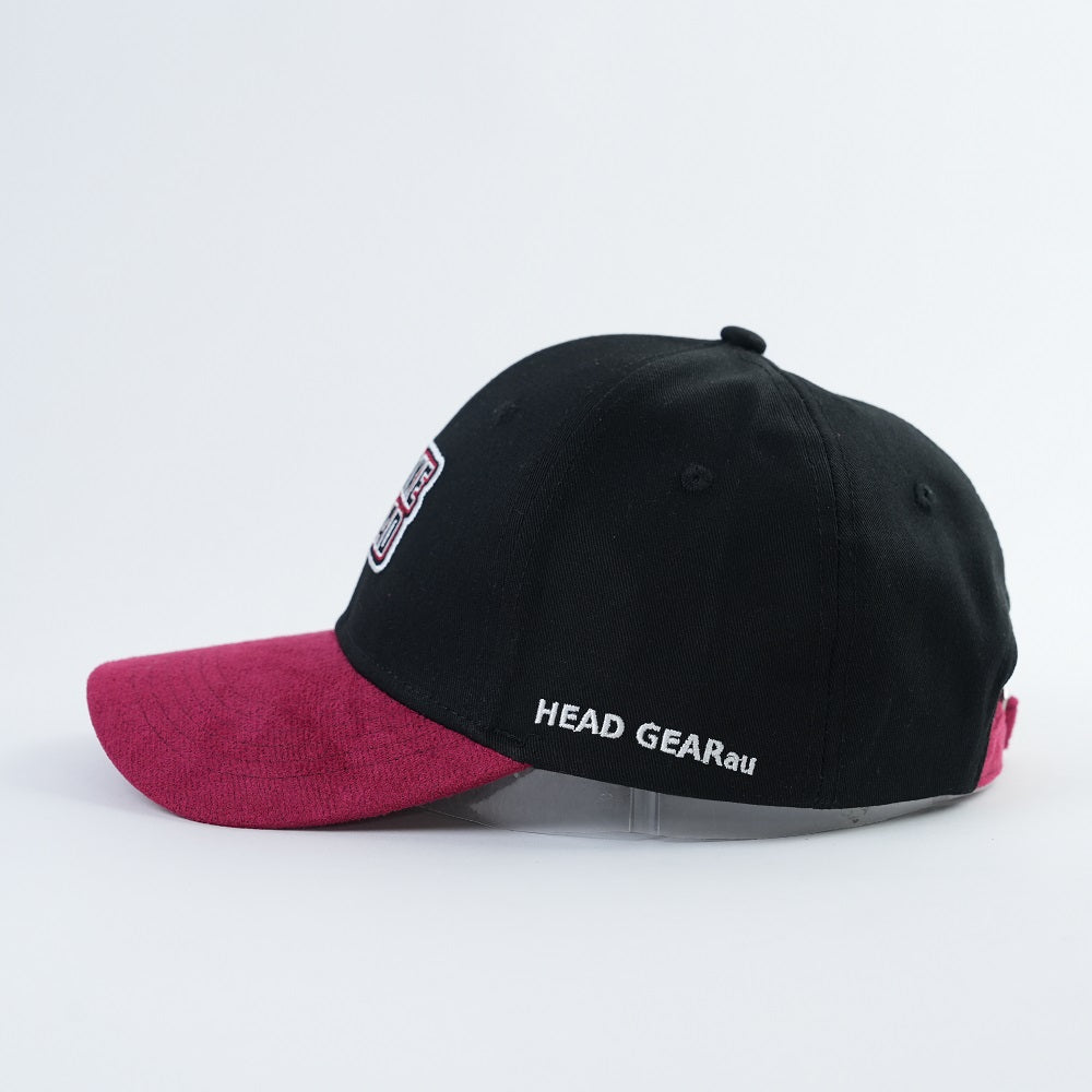 Head Gear AU “Smoke Squad” Cap – Black Cotton / Red Suede