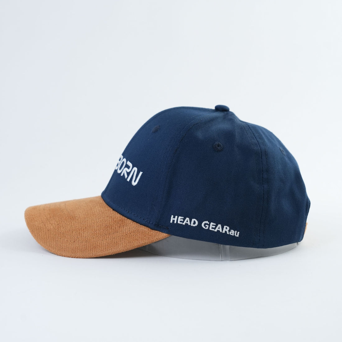 Head Gear AU “Stubborn” Cap – Navy Cotton / Tan Suede
